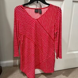 Coral and White Striped Women's Top